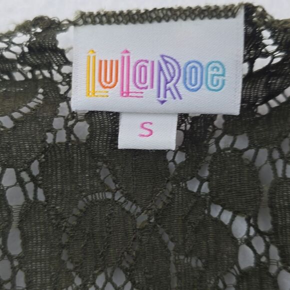 Lularoe Women's Lace Long Vest Duster Olive Green Fairycore Small - Picture 3 of 5